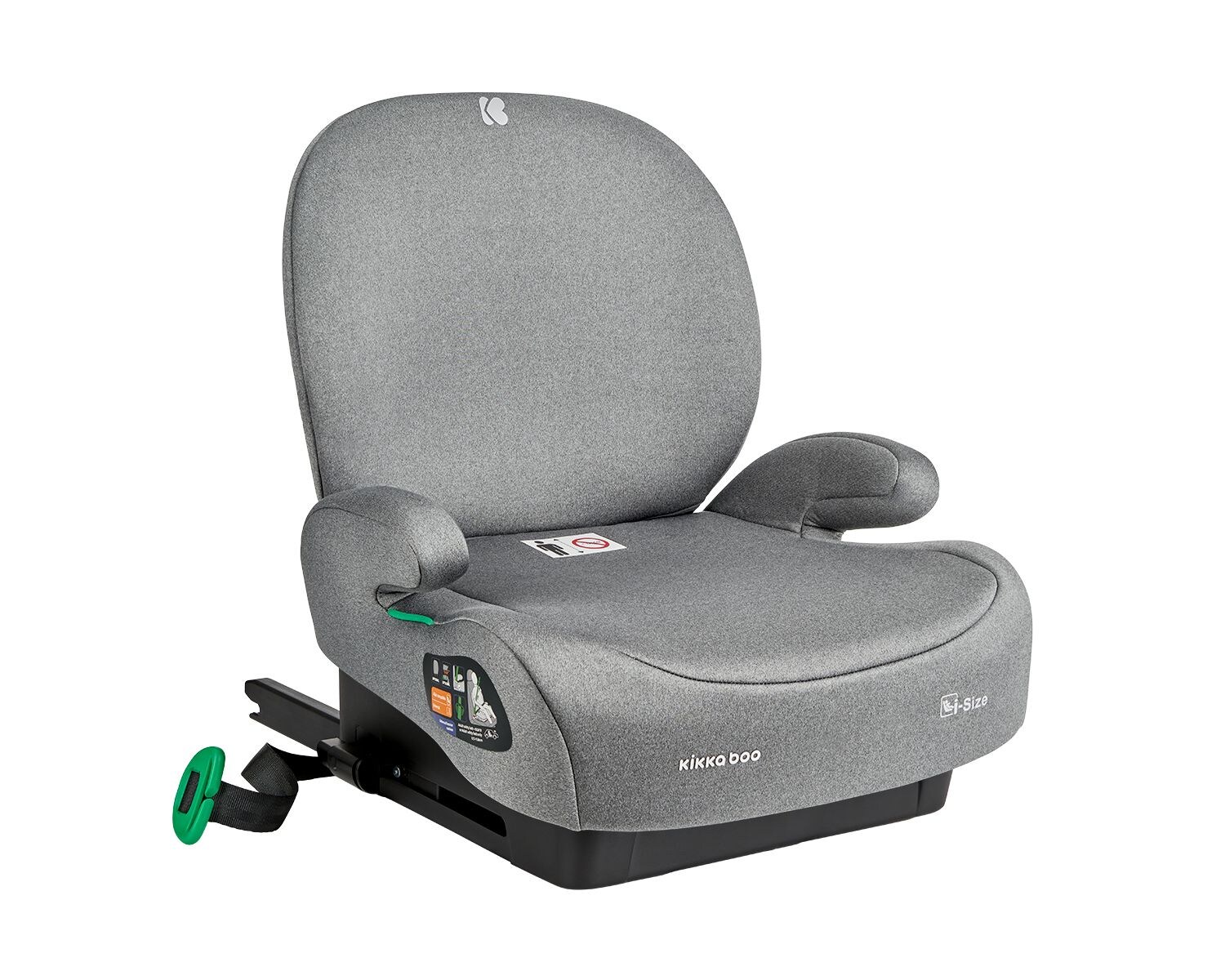 Kikkaboo Kindersitz, i-Size Sitzerhöhung i-Boost (125-150cm) ISOFIX Rückenlehne grau