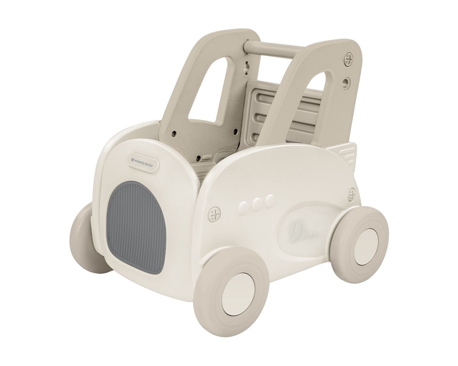 Lauflernwagen 4 in 1 Trolie Ziehspielzeug, Rutscher, Aufbewahrungsbox beige