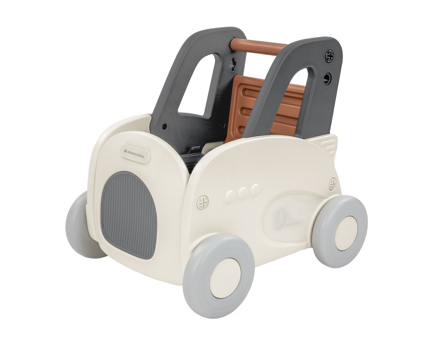 Kikkaboo Lauflernwagen 4 in 1 Trolie Ziehspielzeug, Rutscher, Aufbewahrungsbox grau 