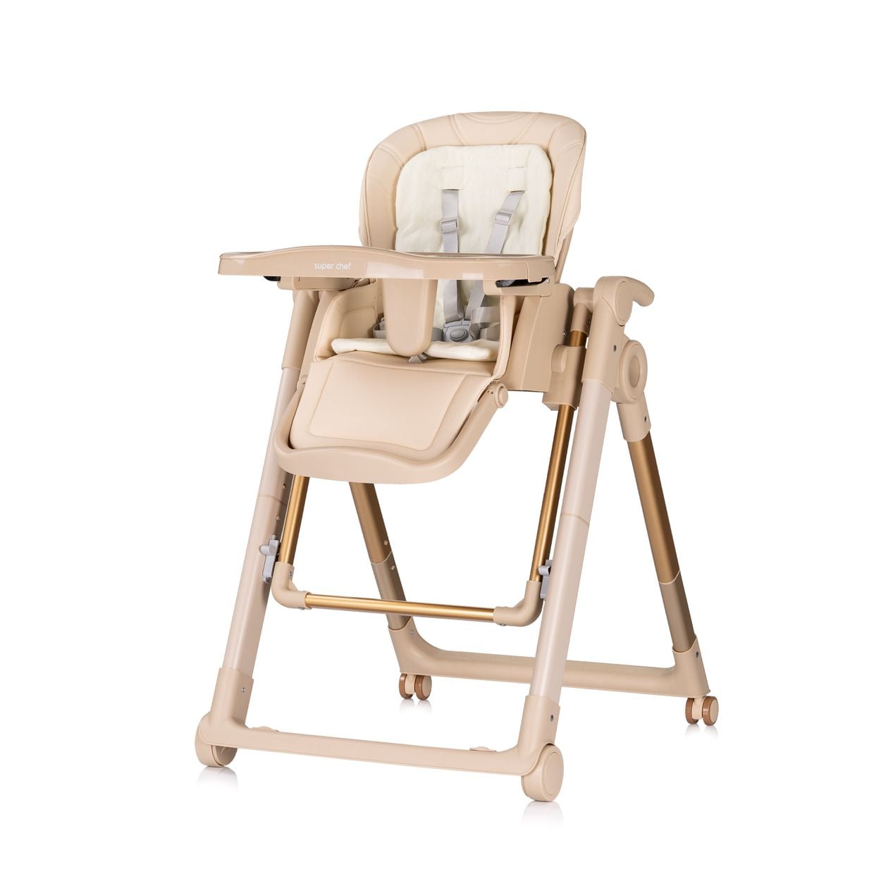 Chipolino Kinderhochstuhl 2 in 1 Super Chef Babyschaukel, Fu&szlig;st&uuml;tze, klappbar beige 