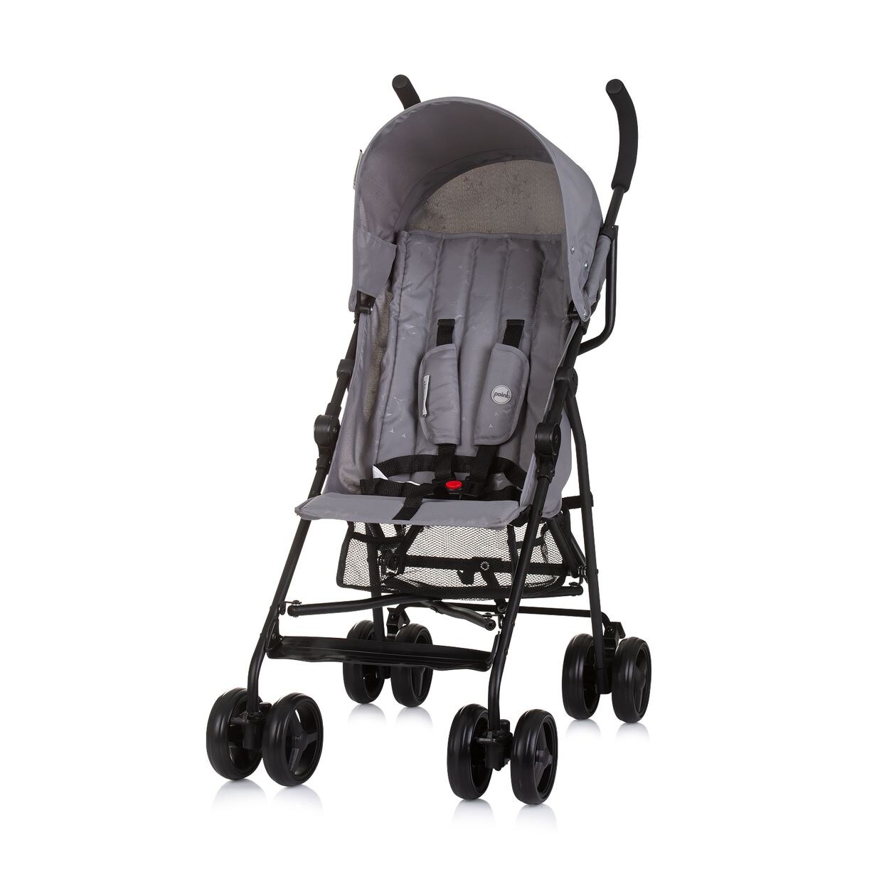Kinderwagen, Buggy Point 5-Punkt-Gurt, Rückenlehne verstellbar, Korb grau