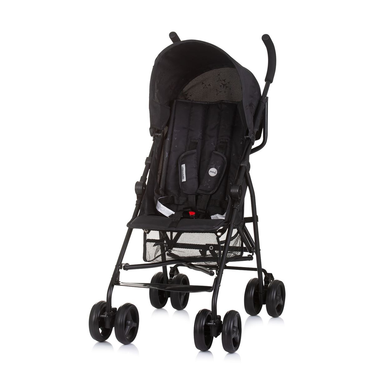 Kinderwagen, Buggy Point 5-Punkt-Gurt, Rückenlehne verstellbar, Korb schwarz