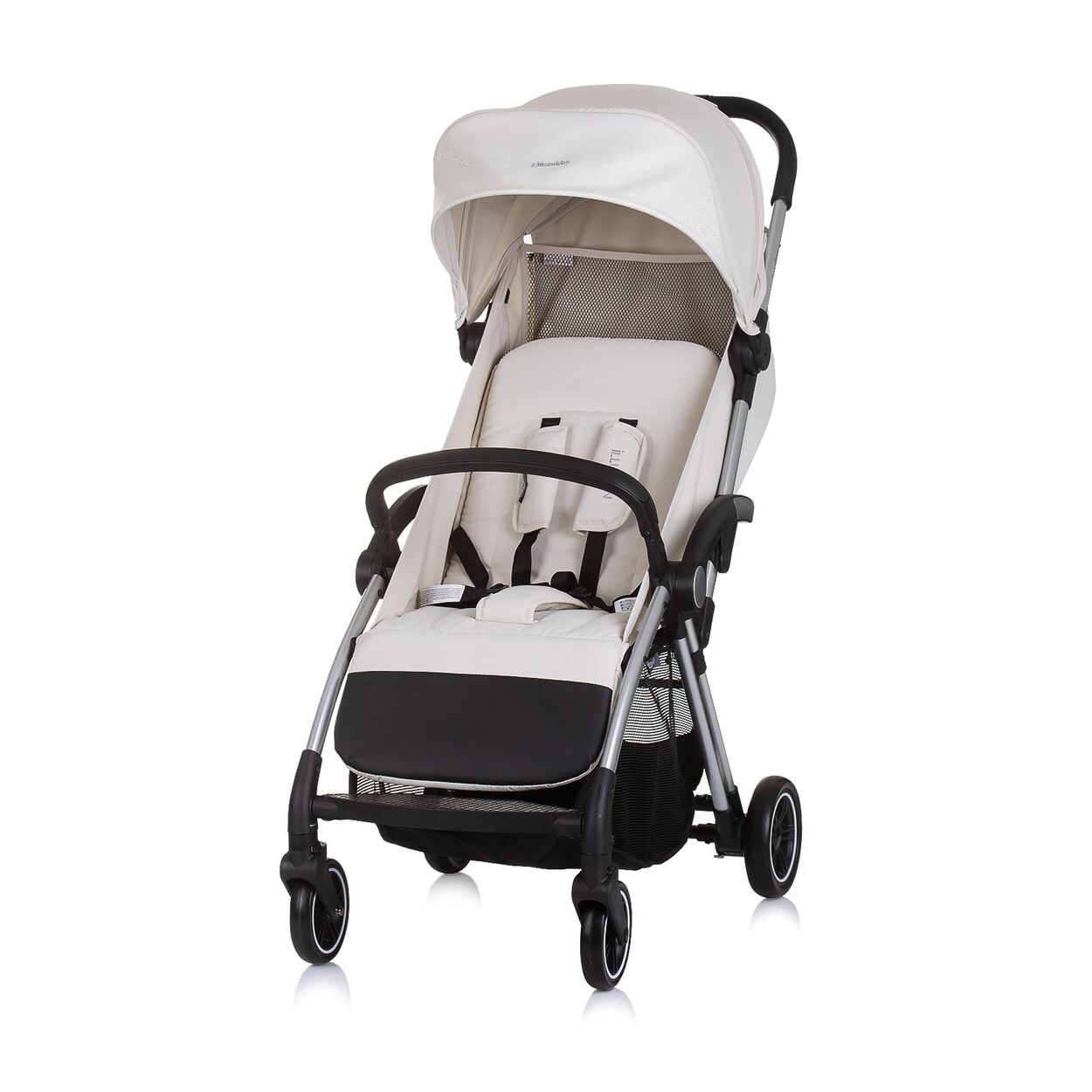 Kinderwagen Illusion klappbar, verstellbare Fußstütze, Federung, Korb beige