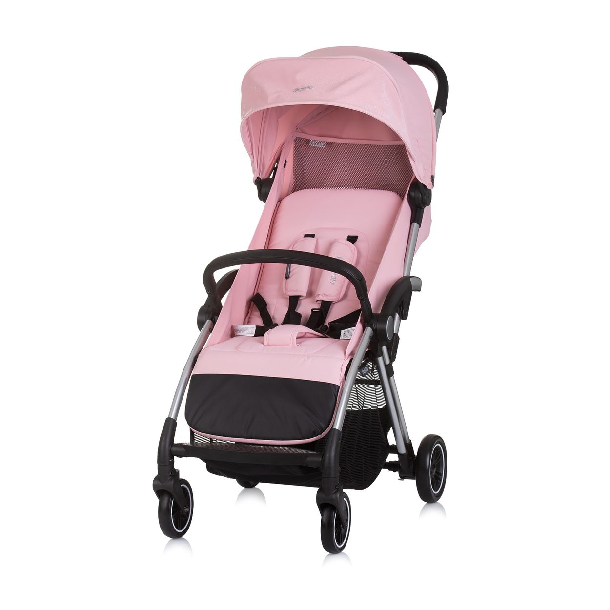 Chipolino Kinderwagen Illusion klappbar, verstellbare Fu&szlig;st&uuml;tze, Federung, Korb rosa 