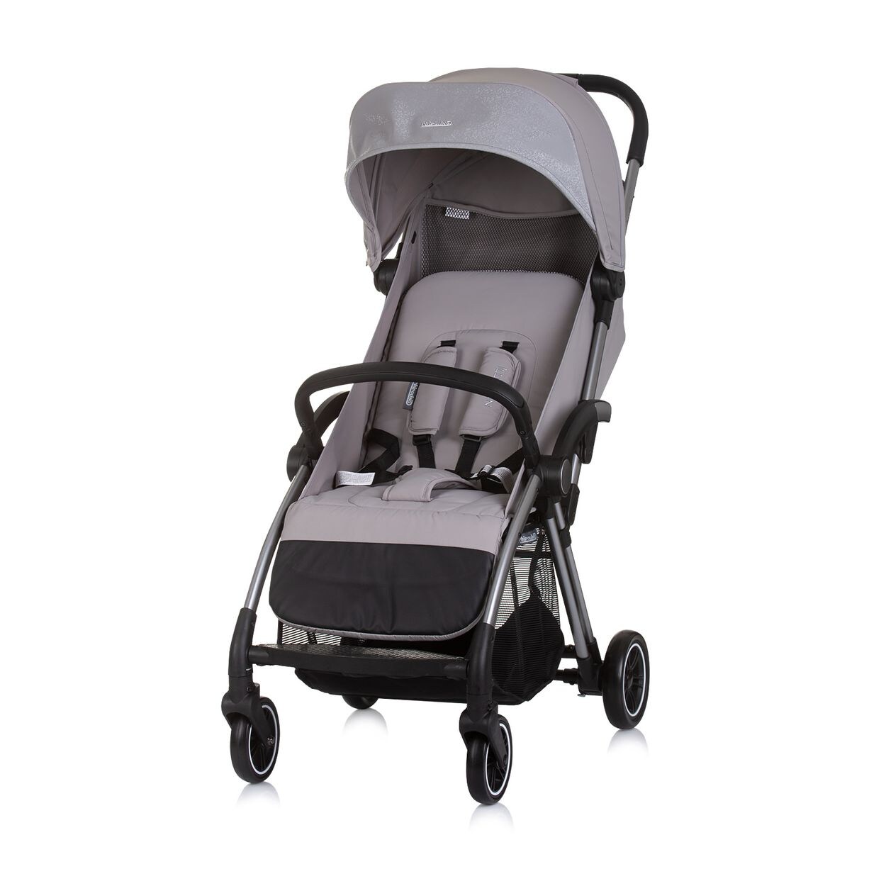 Kinderwagen Illusion klappbar, verstellbare Fußstütze, Federung, Korb grau