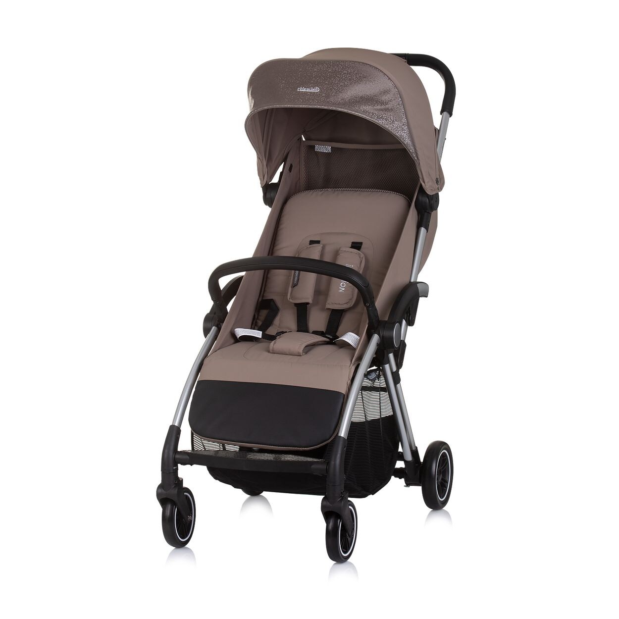 Kinderwagen Illusion klappbar, verstellbare Fußstütze, Federung, Korb braun