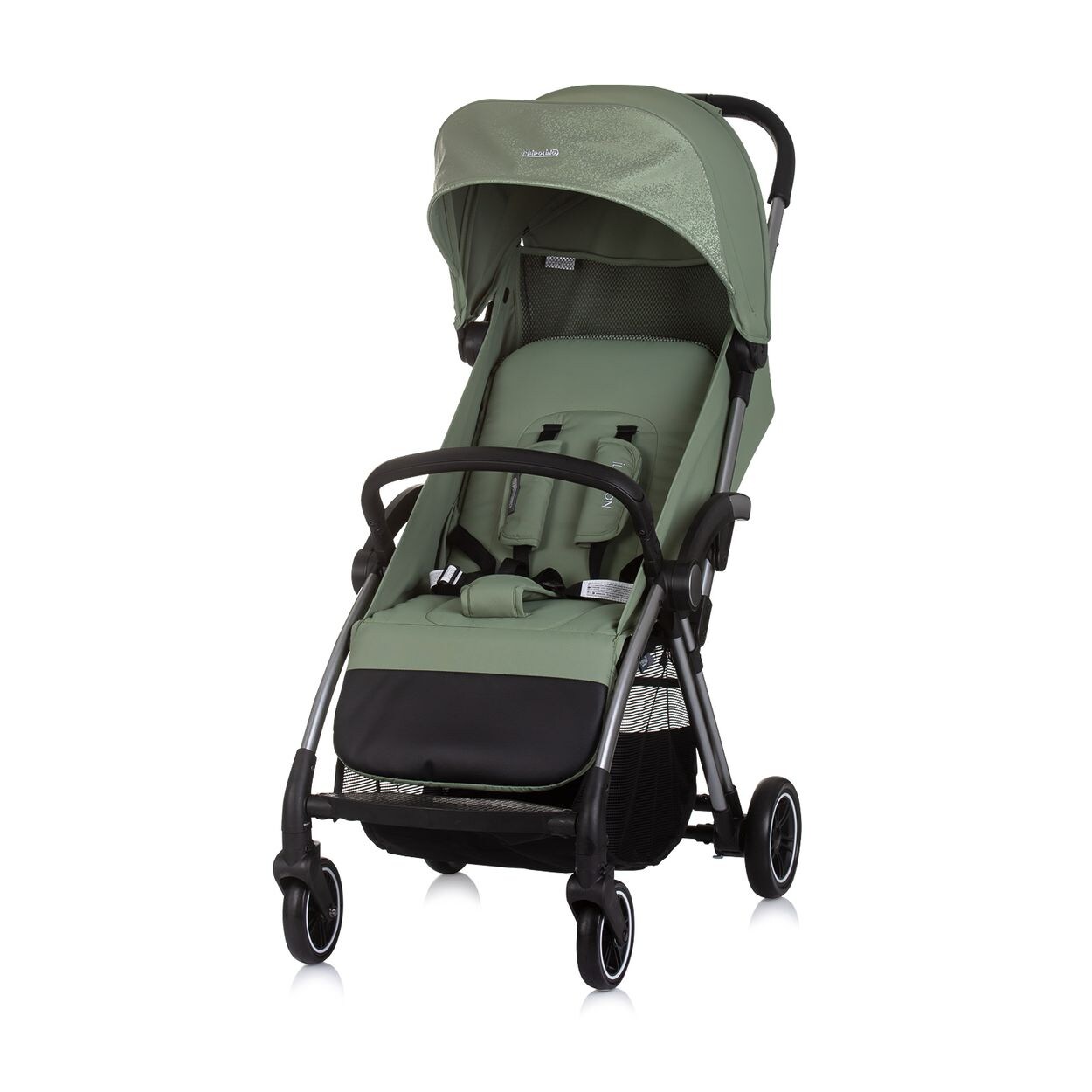 Kinderwagen Illusion klappbar, verstellbare Fußstütze, Federung, Korb grün