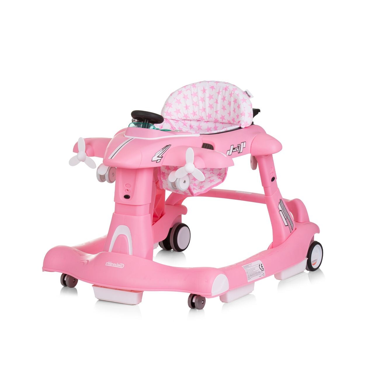 Lauflernhilfe Airplane 3 in 1 Lauflernwagen, Musik, Schiebespielzeug rosa