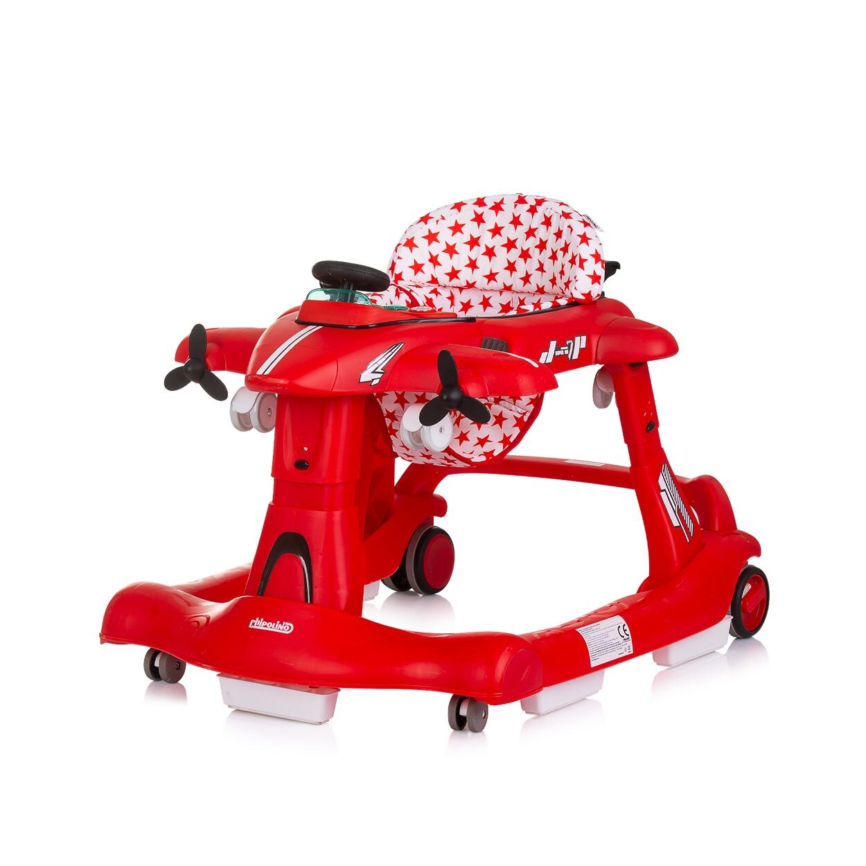 Lauflernhilfe Airplane 3 in 1 Lauflernwagen, Musik, Schiebespielzeug rot