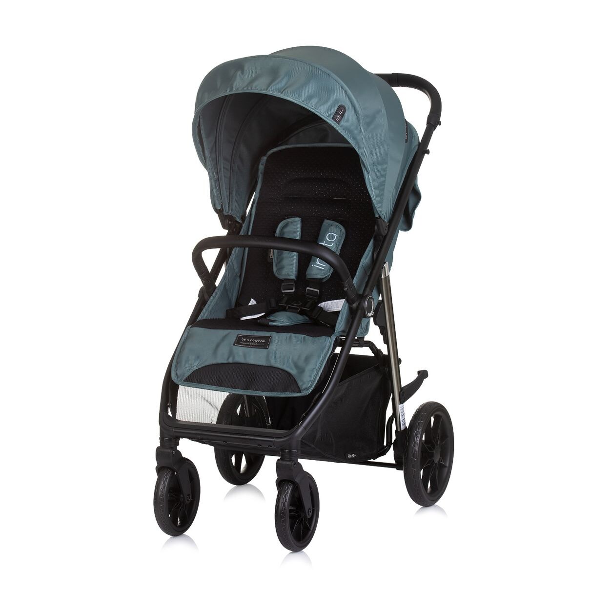 Kinderwagen Buggy Insta, Fußabdeckung, Federung, Korb, Gurt, klappbar grün