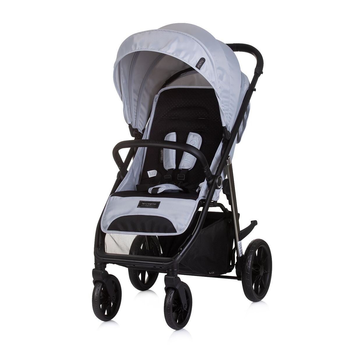 Kinderwagen Buggy Insta, Fußabdeckung, Federung, Korb, Gurt, klappbar grau