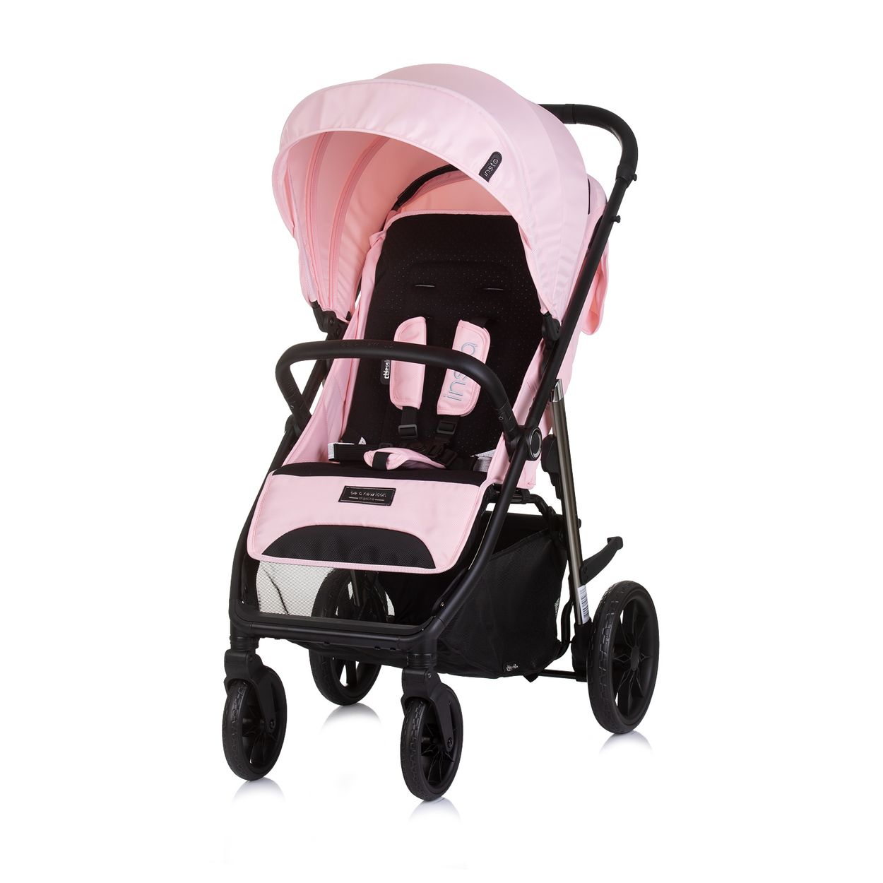 Chipolino Kinderwagen Buggy Insta, Fu&szlig;abdeckung, Federung, Korb, Gurt, klappbar rosa 