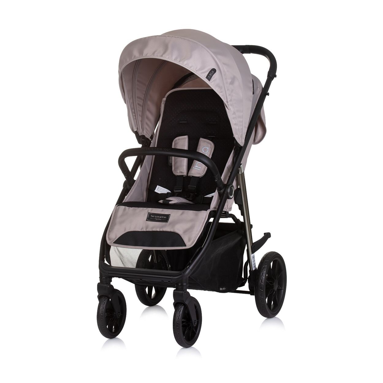 Kinderwagen Buggy Insta, Fußabdeckung, Federung, Korb, Gurt, klappbar hellbraun