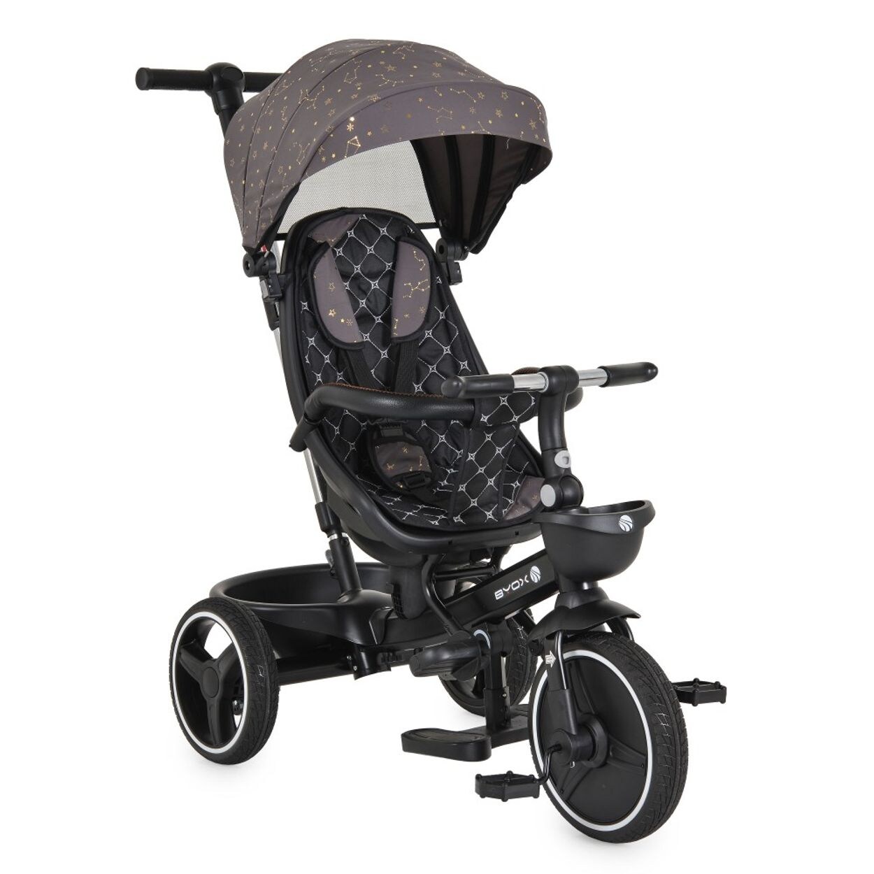Dreirad Tricycle Fusion verstellbar PU-Reifen drehbarer Sitz Schiebestange grau