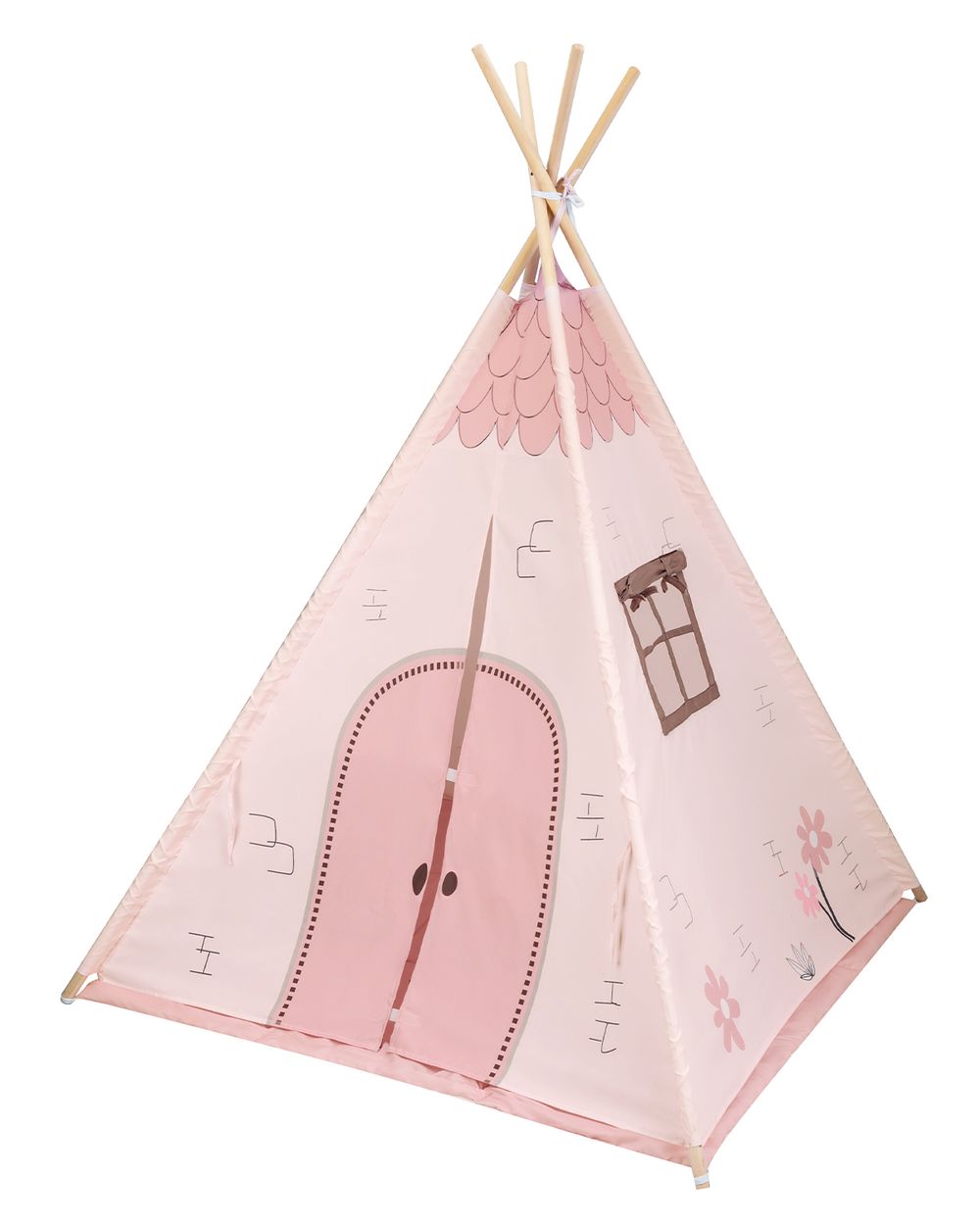 Kikka boo Kinder-Spielzelt Tipi weiche Bodenmatte, T&uuml;re zum &Ouml;ffnen und Schlie&szlig;en rosa 