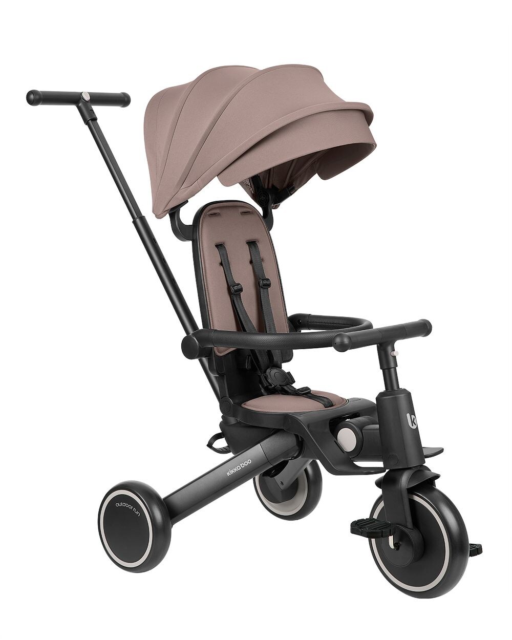Dreirad 5 in 1 Trix 2 zusammenklappbar, verstellbare Rückenlehne, Gurt beige