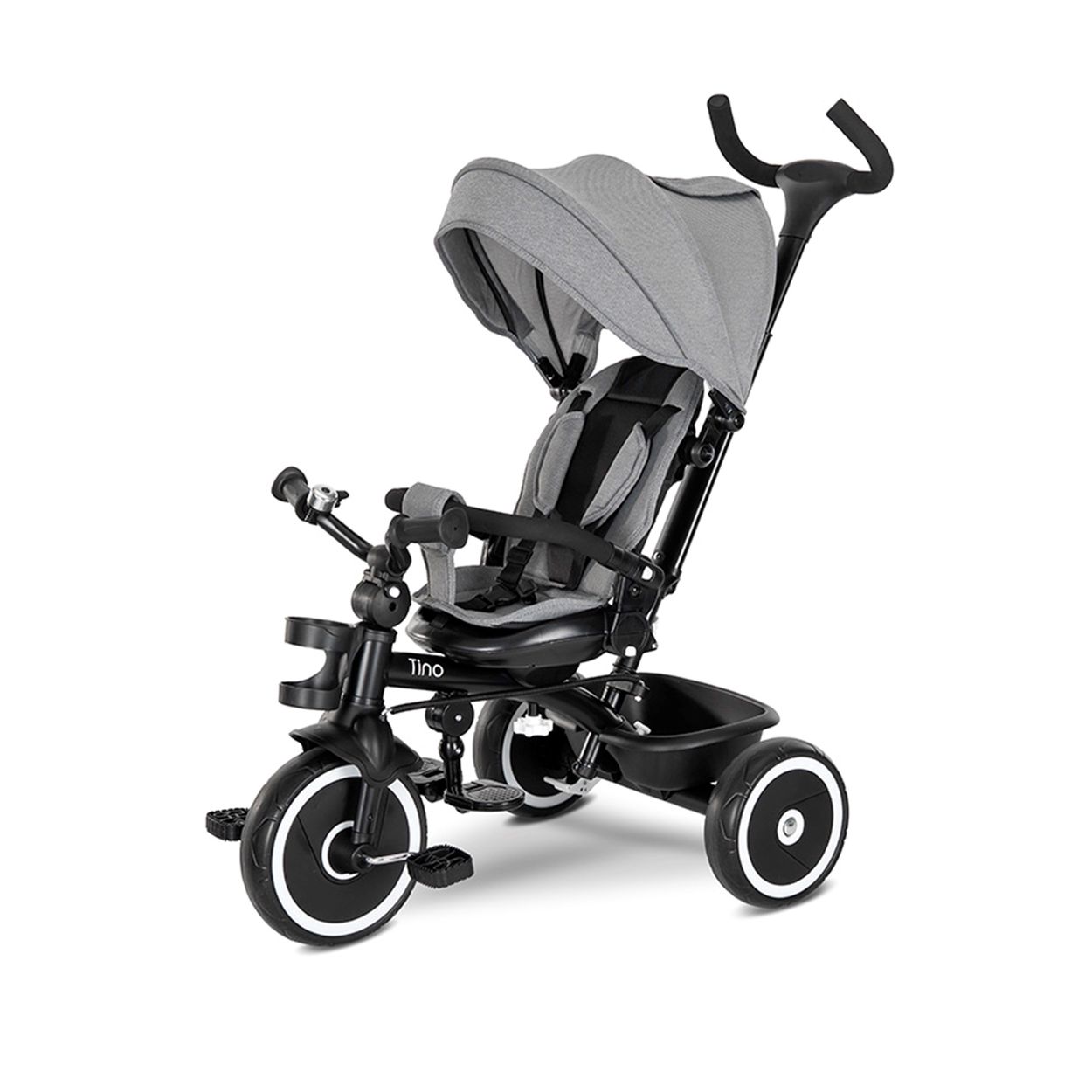Lorelli Dreirad Tino Klingel, Korb, umbaubar, drehbarer Sitz, Getr&auml;nkehalter grau 