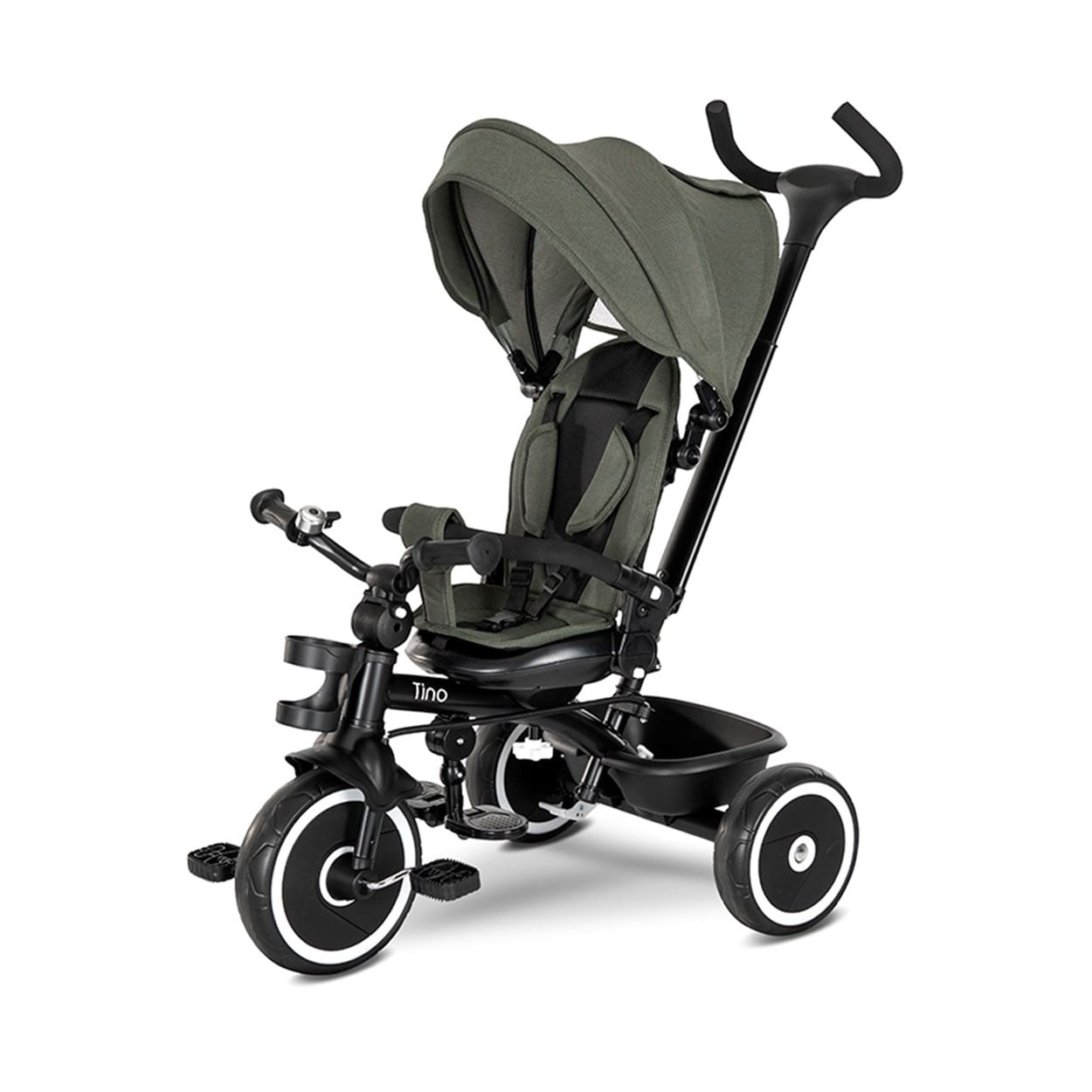 Lorelli Dreirad Tino Klingel, Korb, umbaubar, drehbarer Sitz, Getr&auml;nkehalter gr&uuml;n 