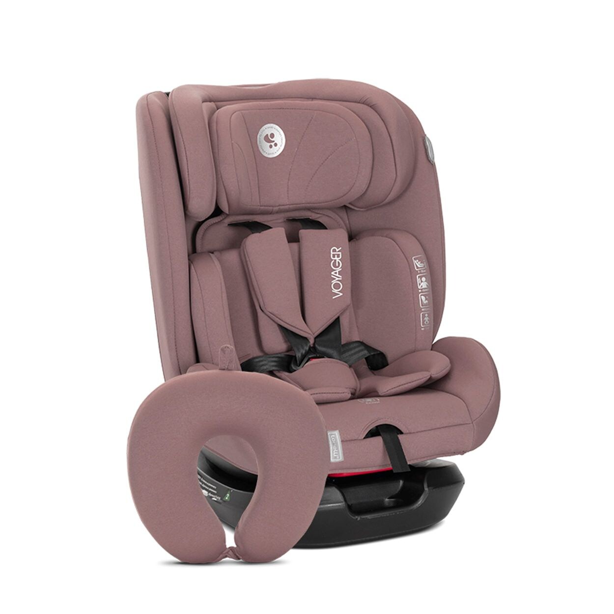 Kindersitz Voyager i-Size (40-150 cm) Nackenkissen, Kopfstütze, Gurt rosa