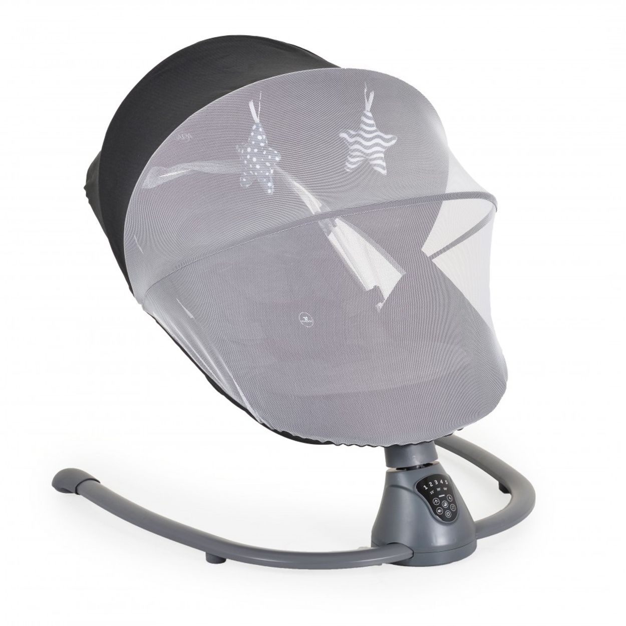 Cangaroo Babywippe elektrisch Zara Schaukelfunktion, Musik, Timer, Moskitonetz schwarz 