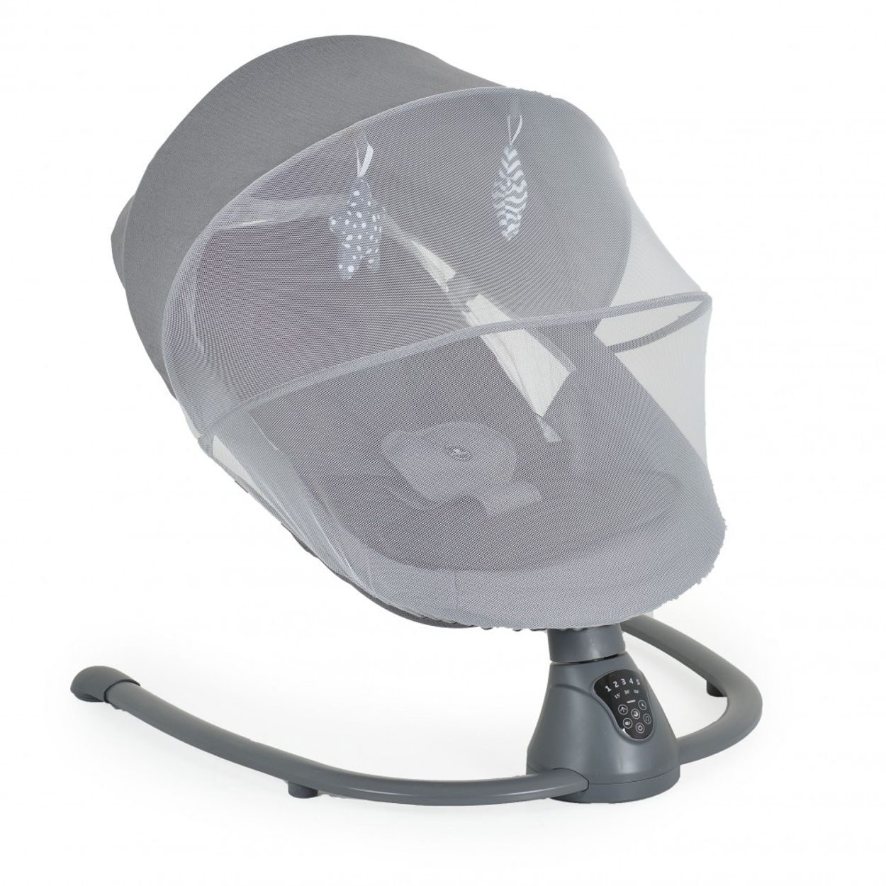 Cangaroo Babywippe elektrisch Zara Schaukelfunktion, Musik, Timer, Moskitonetz dunkelgrau 