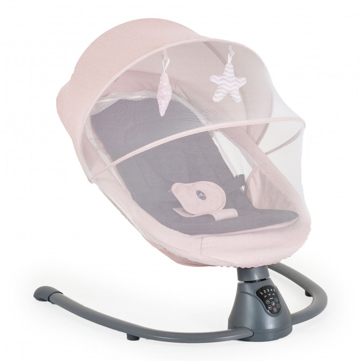 Cangaroo Babywippe elektrisch Zara Schaukelfunktion, Musik, Timer, Moskitonetz rosa 