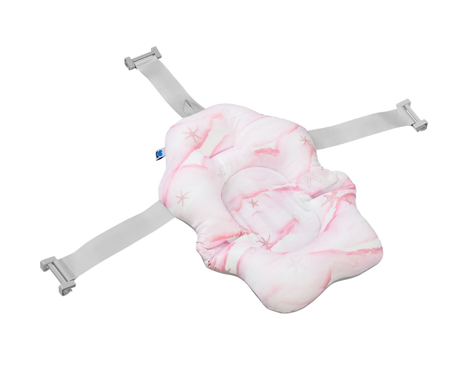 Kikkaboo Baby Badekissen Nubo Wannenauflage Badehilfe Kunststoff-Clips ab Geburt rosa wei&szlig; 