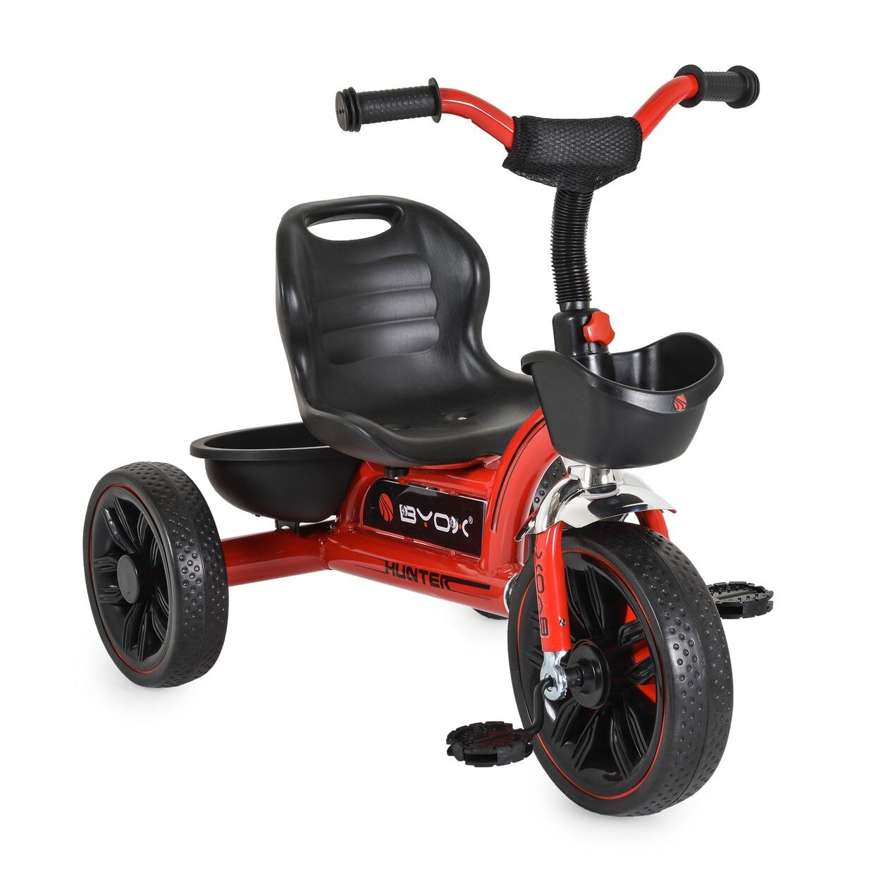 Dreirad Hunter EVA-Reifen, verstellbarer Sitz, Korb, ergonomische Griffe rot