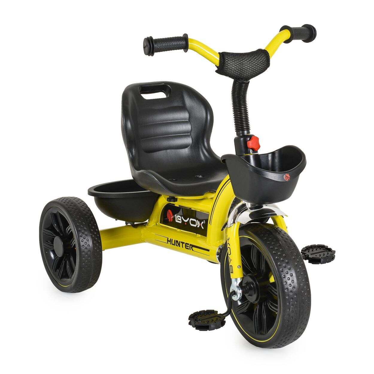 Dreirad Hunter EVA-Reifen, verstellbarer Sitz, Korb, ergonomische Griffe gelb