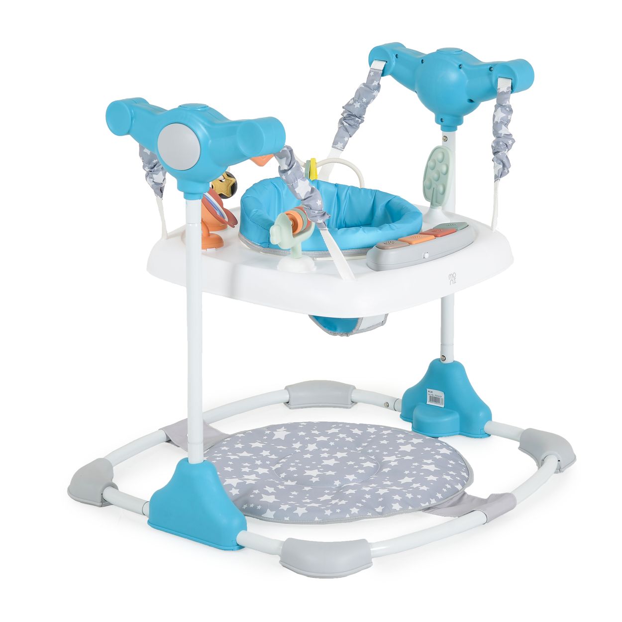Moni Hopser Hop Fu&szlig;st&uuml;tze Musik h&ouml;henverstellbar 360 drehbarer Sitz Spielcenter blau 