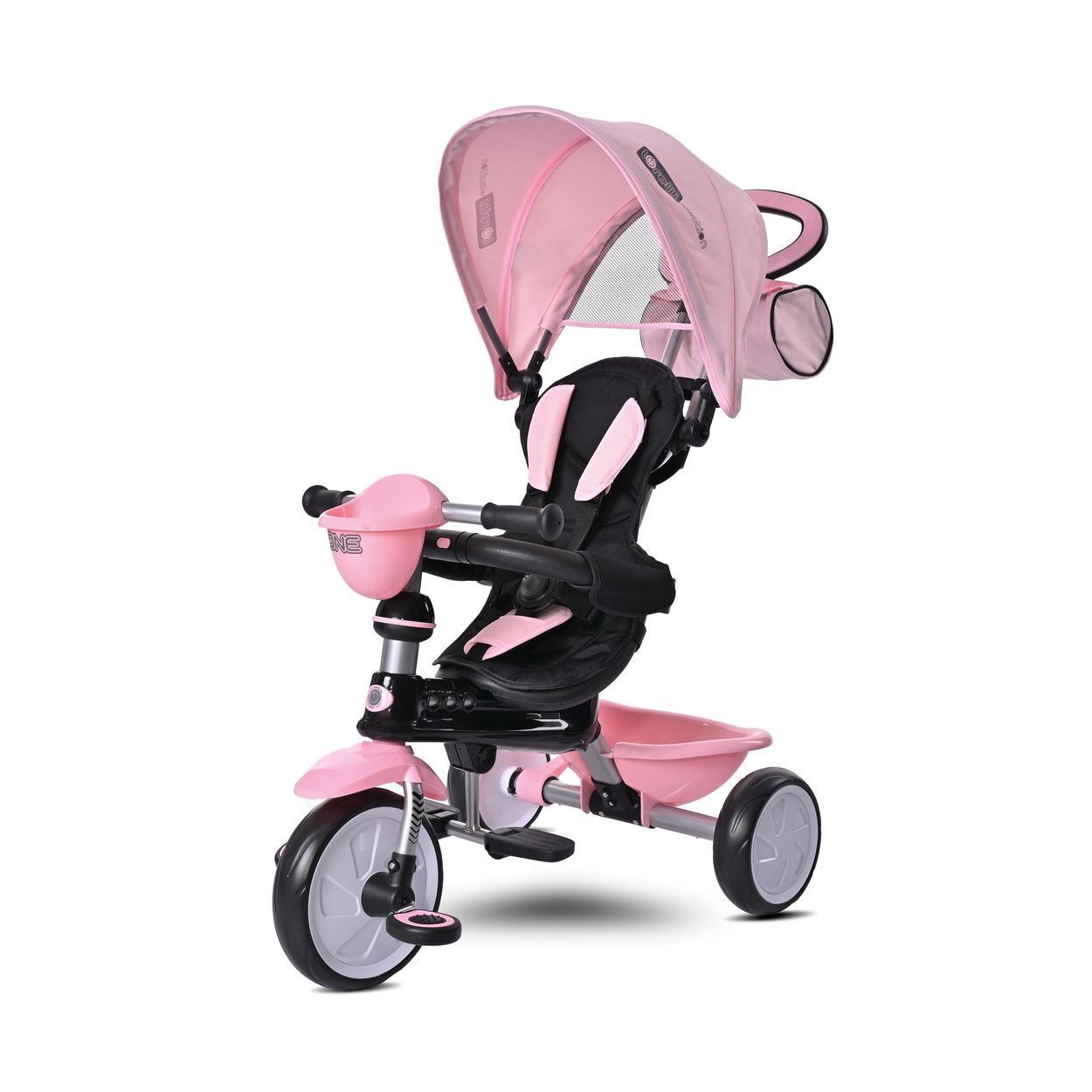 Lorelli Tricycle One 3 in 1 EVA-Reifen Schiebestange Anti-Rutsch Pedale umbaubar pink 
