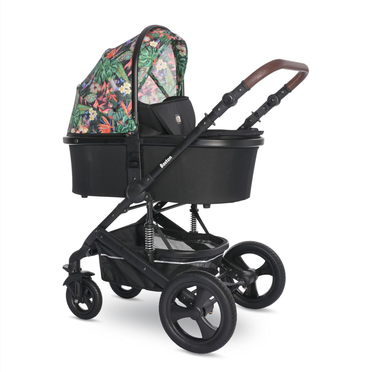 Lorelli Kombikinderwagen Boston 2 in 1 Sportsitz Babywanne M&uuml;ckennetz bis 22 kg blumen 