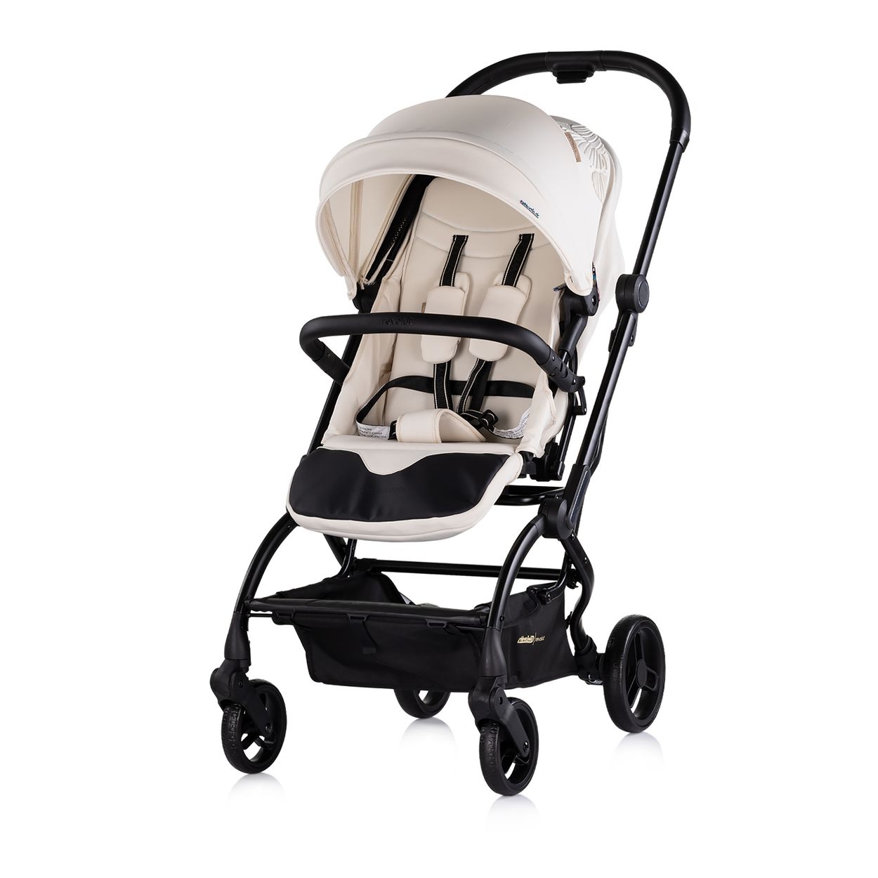 Chipolino Kinderwagen Revolut, Sitz 360 Grad drehbar, verstellbar, EVA-Reifen creme 