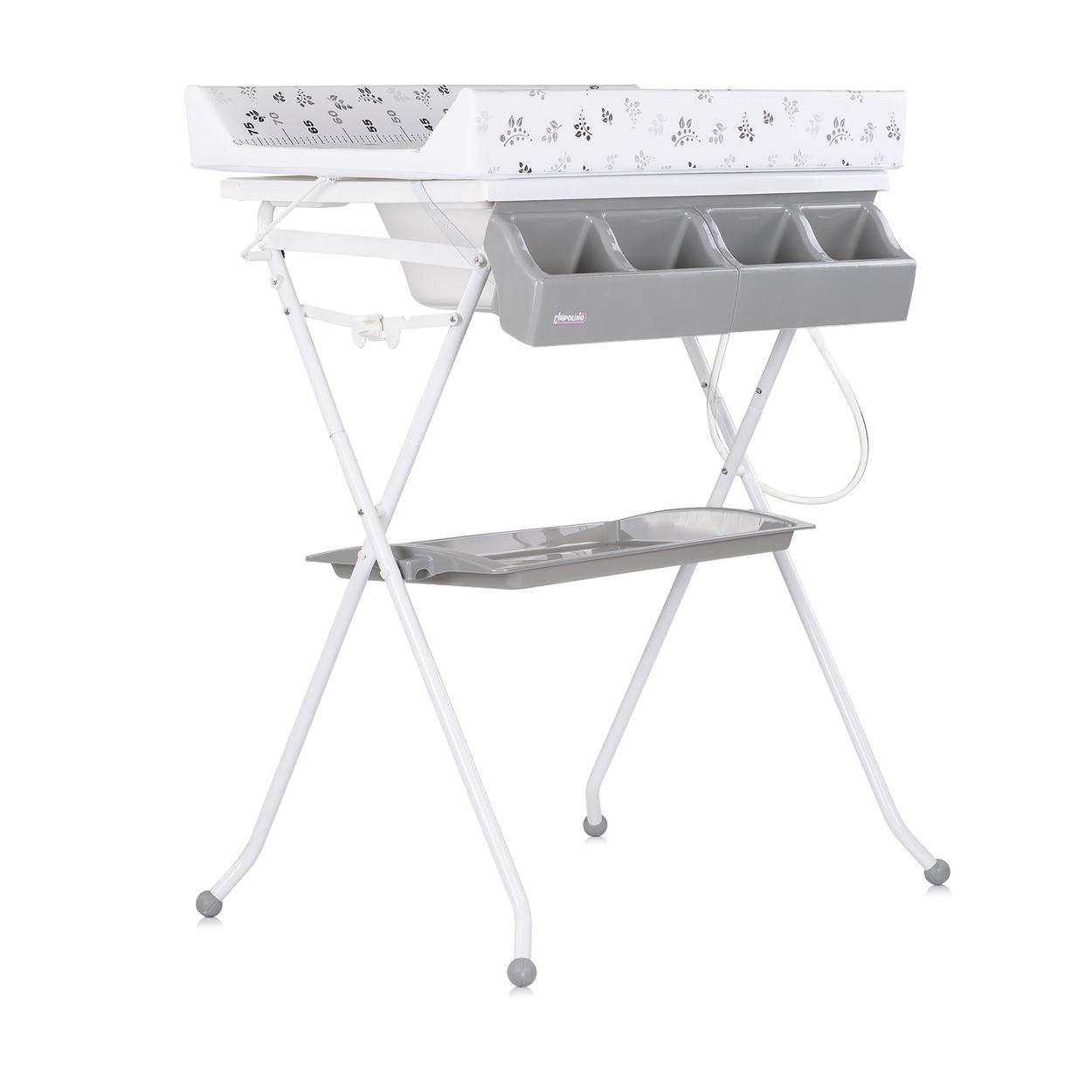 Chipolino Babywanne Wickeltisch 2 in 1 Aqua Zubeh&ouml;rfach klappbar St&auml;nder Stopfen grau 