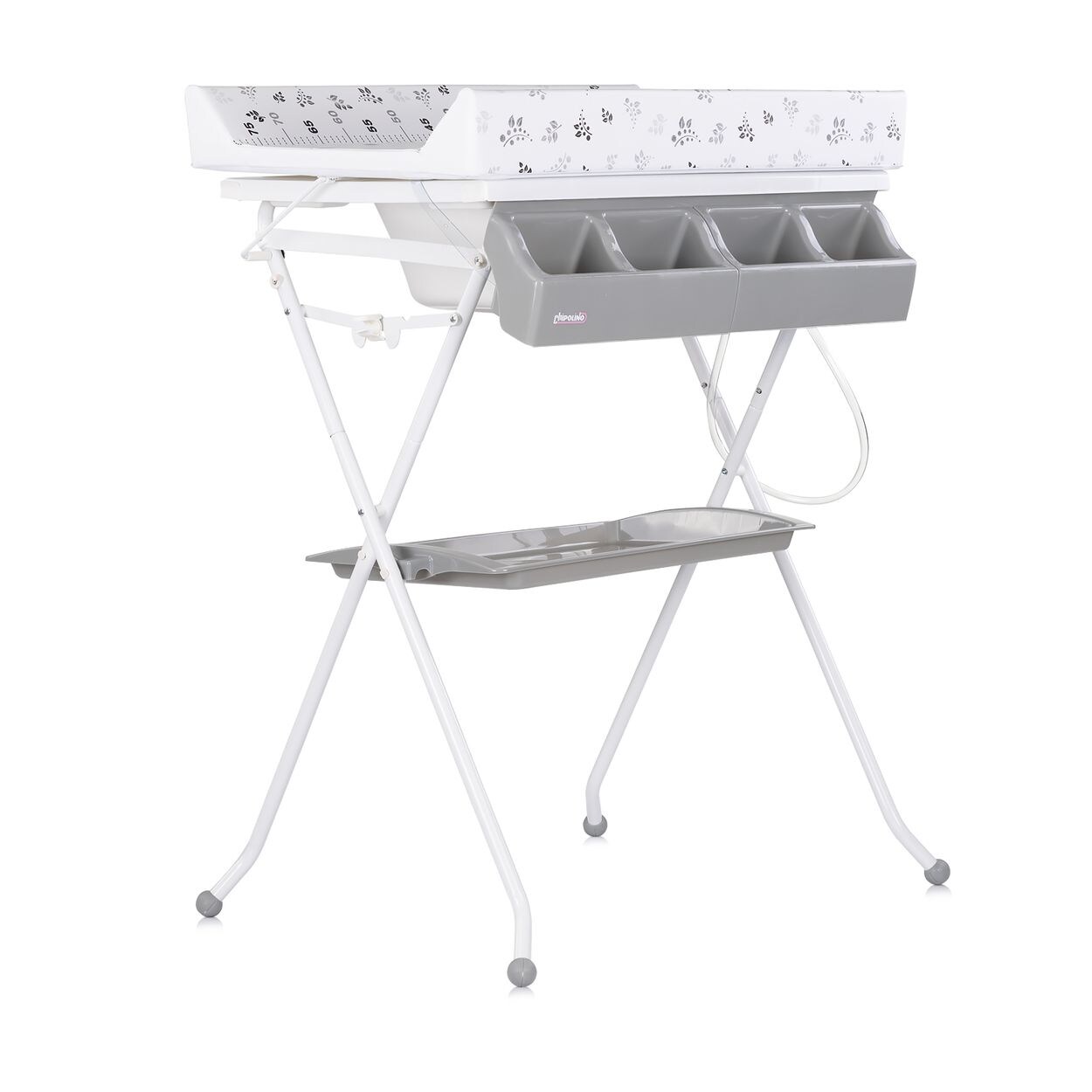 Chipolino Babywanne Wickeltisch 2 in 1 Aqua Zubehörfach klappbar Ständer Stopfen grau