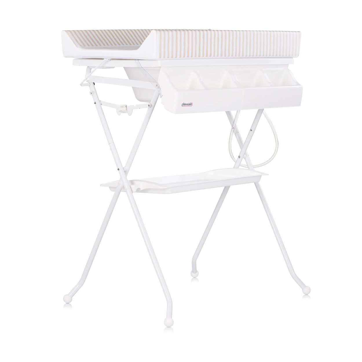 Chipolino Babywanne Wickeltisch 2 in 1 Aqua Zubeh&ouml;rfach klappbar St&auml;nder Stopfen beige 