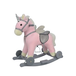 Chipolino Schaukeltier Einhorn Sound Räder Holz Steigbügel sattelförmiger Sitz rosa 