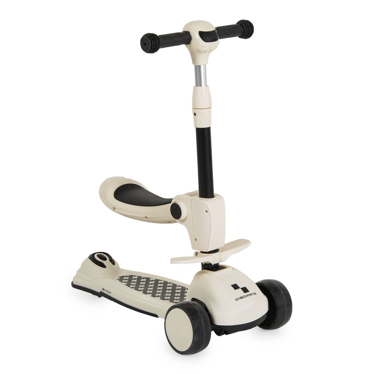 Kinderroller Checkmate 2 in 1 Laufrad, Sound, Licht, Lenkerhöhe verstellbar weiß