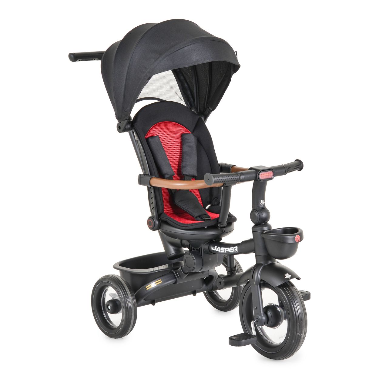 Byox Dreirad Jasper EVA-Reifen klappbar, Sitz drehbar, Hinterradbremse, K&ouml;rbe schwarz 