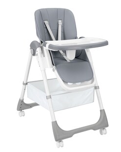 Kikka boo Kinderhochstuhl Spicy+ faltbar höhenverstellbar Fußstütze Räder Korb grau 