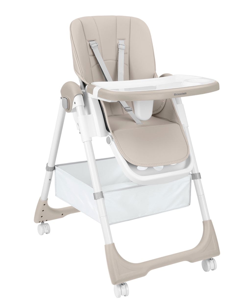 Kikka boo Kinderhochstuhl Spicy+ faltbar h&ouml;henverstellbar Fu&szlig;st&uuml;tze R&auml;der Korb beige 