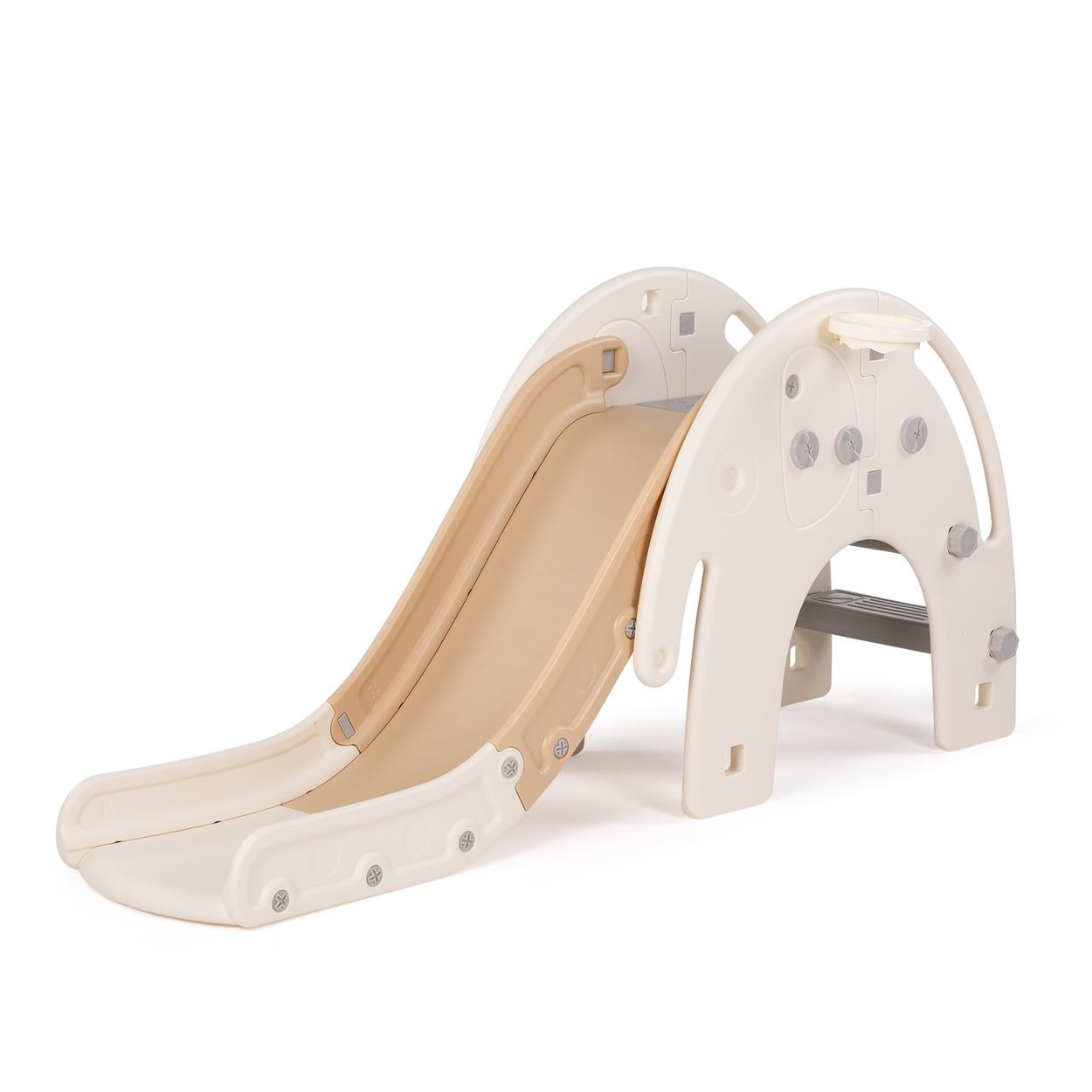 Chipolino Kinderrutsche Elefant 170 cm Rutschl&auml;nge, Basketballkorb, drei Stufen beige 