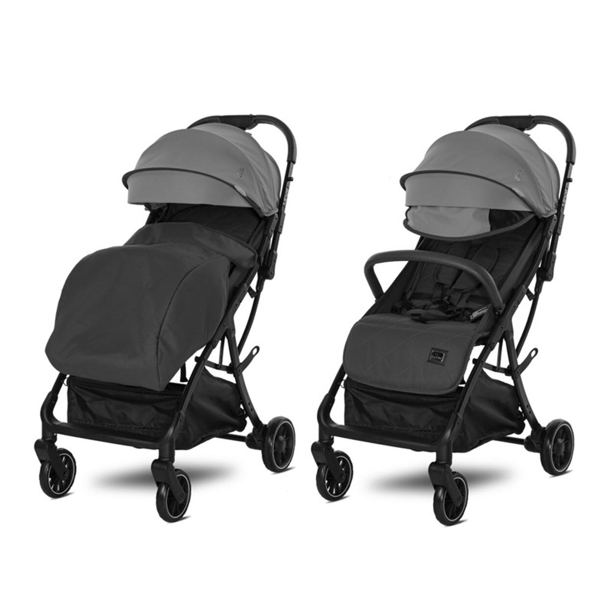Kinderwagen Buggy Minori faltbar PU-Räder Getränkehalter Fußabdeckung schwarz