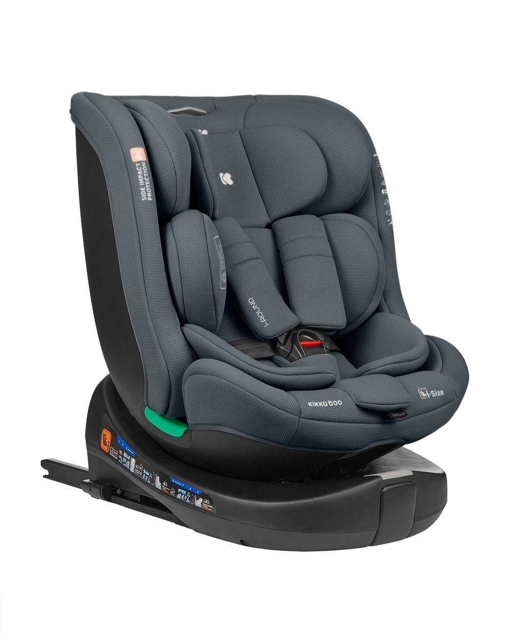 Kikka boo Kindersitz i-Round i-Size (40-150cm) Isofix, 360-Grad-Drehung, Gurt dunkelgrau 