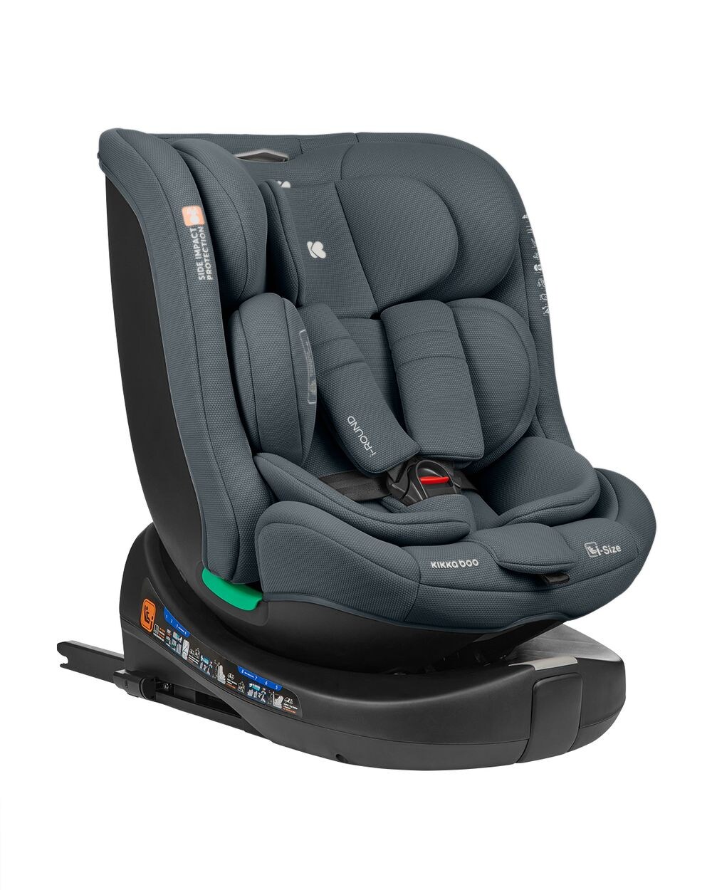 Kikka boo Kindersitz i-Round i-Size (40-150cm) Isofix, 360-Grad-Drehung, Gurt dunkelgrau