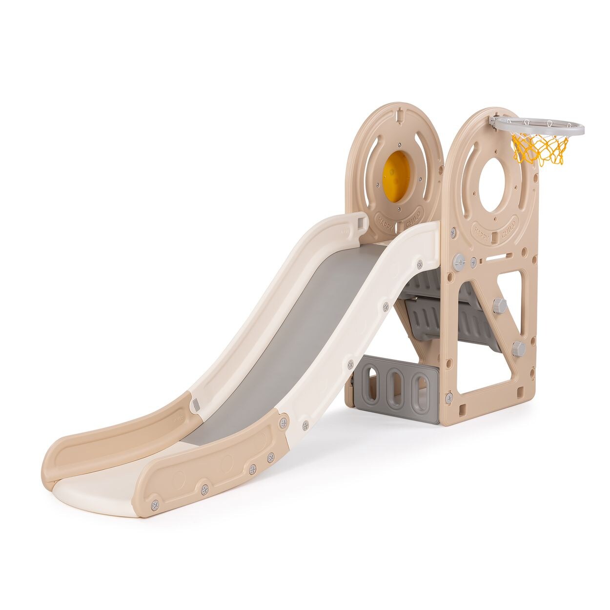 Kinderrutsche Ente 170 cm Rutschlänge Basketballkorb Ball wetterfest beige