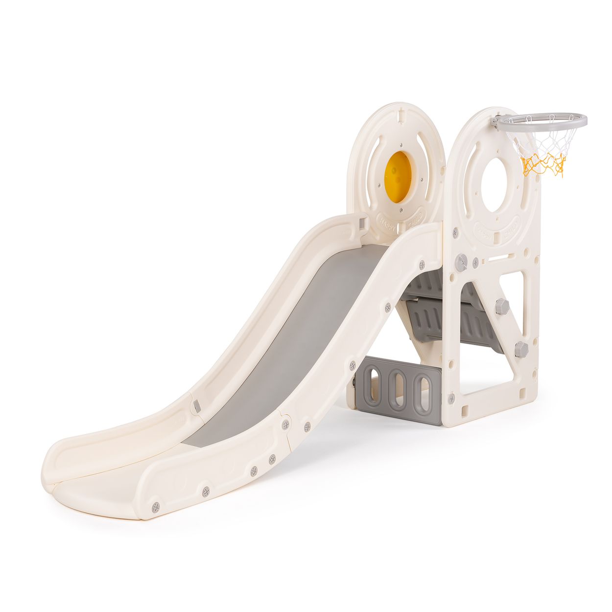 Chipolino Kinderrutsche Ente 170 cm Rutschl&auml;nge Basketballkorb Ball wetterfest grau 