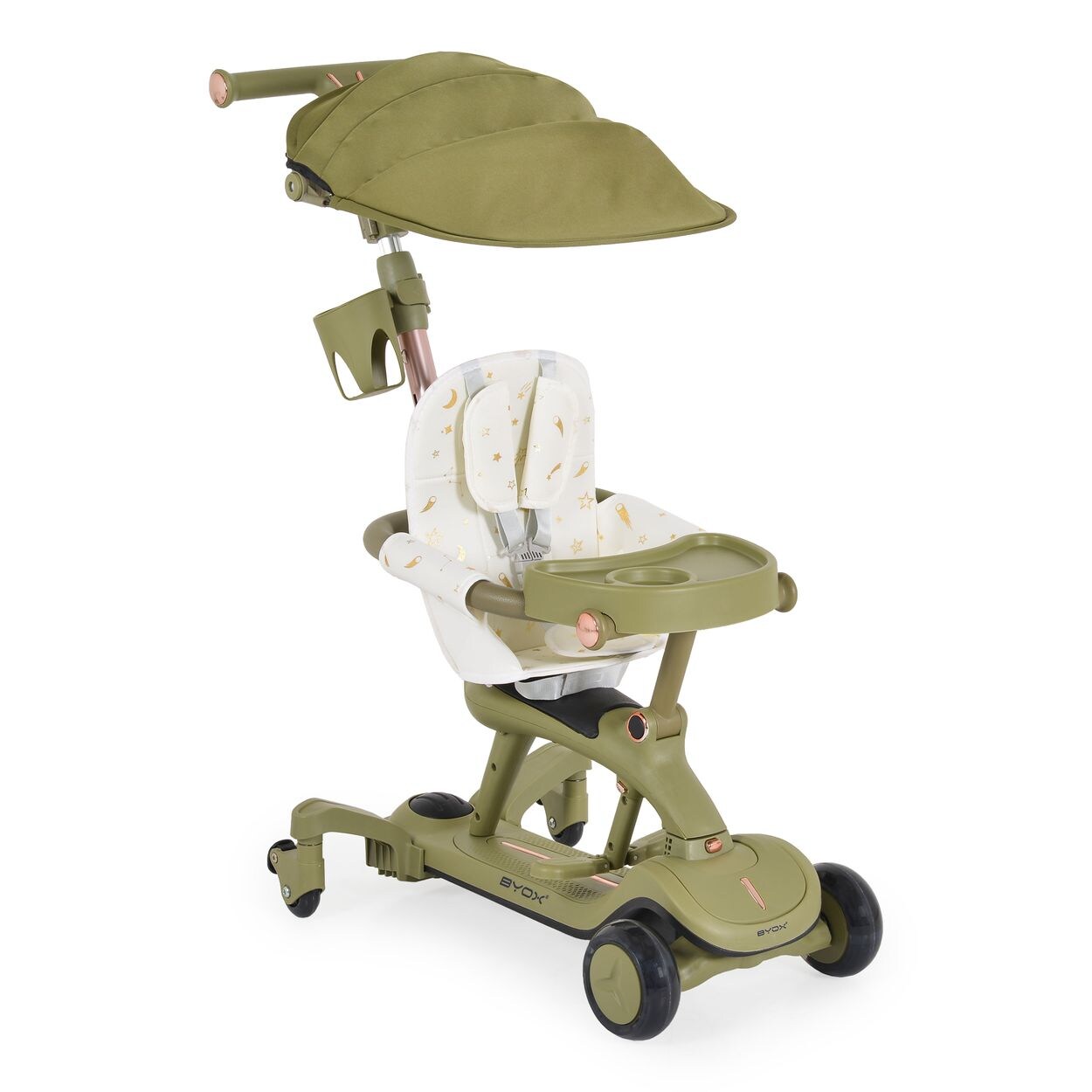 Kinderroller Cornet 6 in 1 Multifunktionsroller Rutscher Musik Becherhalter grün
