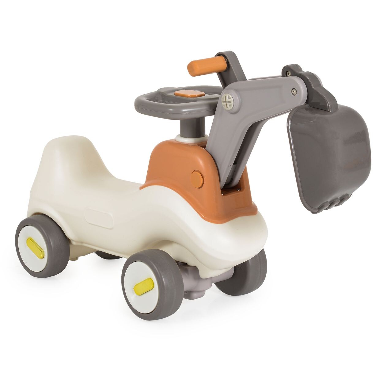 Rutschfahrzeug Bumpy 3 in 1 Bagger Schaufel Schaukelfunktion Schiebeauto grau