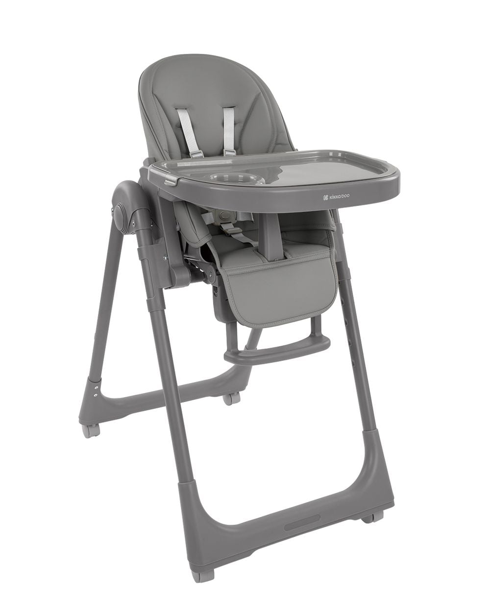 Kikka boo Kinderhochstuhl Pastello 2 klappbar h&ouml;henverstellbar Ablagefach R&auml;der grau 